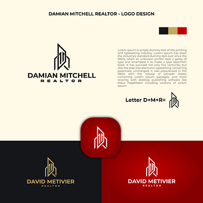 Realtor Logo Design with Letter D M & R branding design flat illustration lettermark logo minimal typography ui wordmark logo
