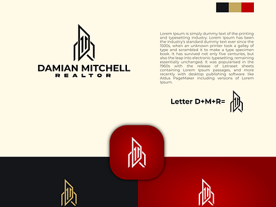 Realtor Logo Design with Letter D M & R branding design flat illustration lettermark logo minimal typography ui wordmark logo