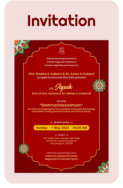 Brahmacharyashram Invitation