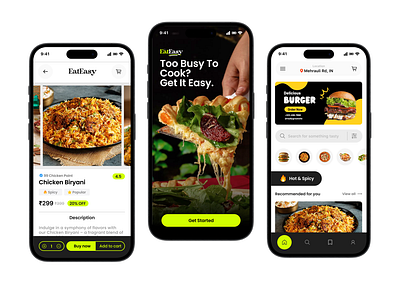EatEasy: Food Ordering App app branding cart delivery design eat eateasy food graphic design illustration logo mobile order profile typography ui ux vector