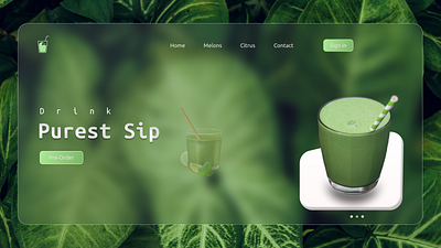 Glass morphism: Fresh Juice Website UI graphic design ui