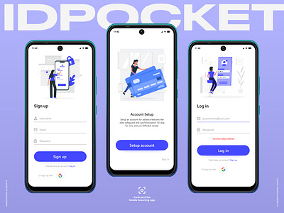 Sign up / Login Screens UI for IDPocket Mobile App adobexd app design graphic design ui ux