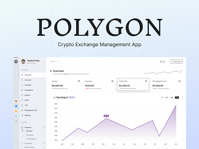 Polygon - Crypto Exchange Management Dashboard application bitcoin bitcoin mining crypto crypto exchange exchange management app nft roi trending trending ui trending uiux ui ui design ux ux design