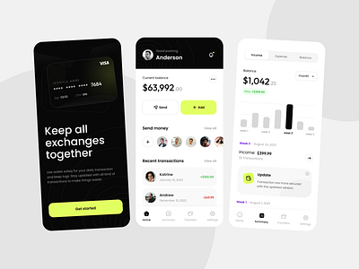 Banking mobile app app banking card credit card design finance graphic design mobile modern typography ui ux wallet