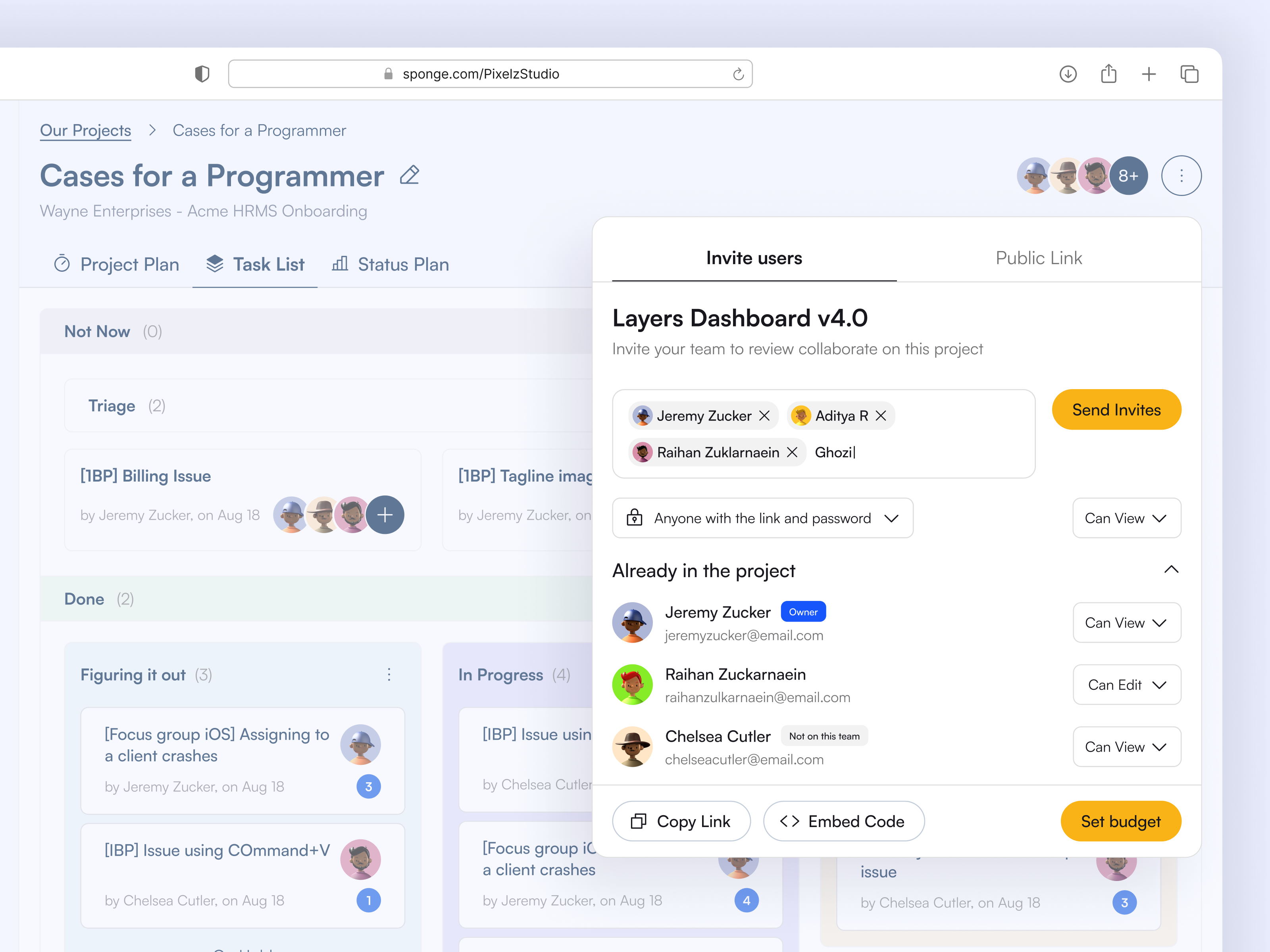 Invite Team Pop Up - Project Management SaaS Dashboard add member clean dashboard design invitation invite management minimal pop up project management saas task team third party app web app