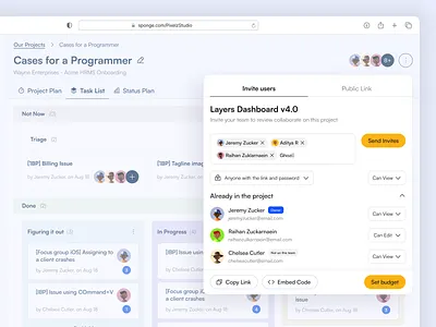 Invite Team Pop Up - Project Management SaaS Dashboard add member clean dashboard design invitation invite management minimal pop up project management saas task team third party app web app