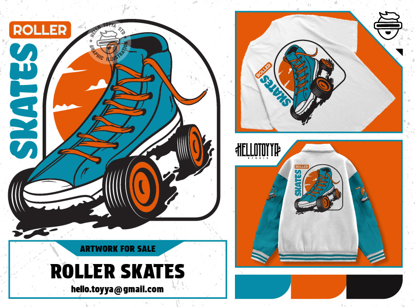 (DESIGN FOR SALE) Roller Skates Illustration . T-shirt Design adobe illustrator apparel artwork for sale clothing customartwork design designforsale digital artwork for sale graphic design illustration merchandise roller skates skate skateboard street art streetwear tshirt design tshirt designer vintage