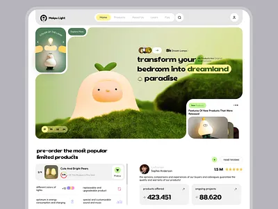 lamps website clean concept graphic design hero section home page lamp lamp product landing page light minimal product product design product web trend trending ui visual web