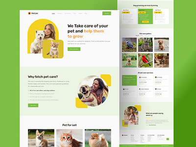 Pet Care Website Landing Page 2 3d animation branding cat design dog figma graphic design logo motion graphics pet pet hospital pet training petcare ui ux vector website website landing page