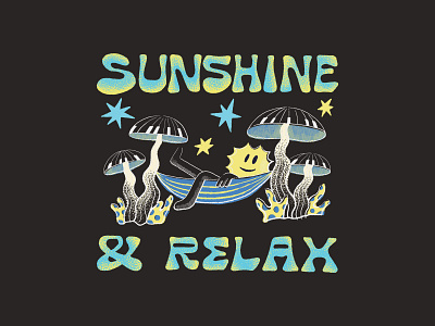 Sunshine & Relax illustration lettering merch design skitchism t shirt typography vintage