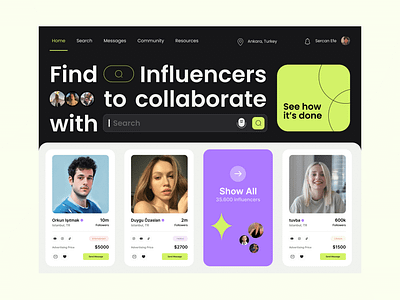 Influencer Marketplace: Web UI/UX Design app clone app design design ecommerce ui figma landing page landing page design ui uiux web design web uiux design