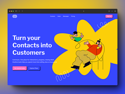 Communo - SaaS for sales representatives to close deals faster ill illustration landing page neobrutalism neobrutalist neubrutalism neubrutalist saas saas design website design website design for saas website for saas