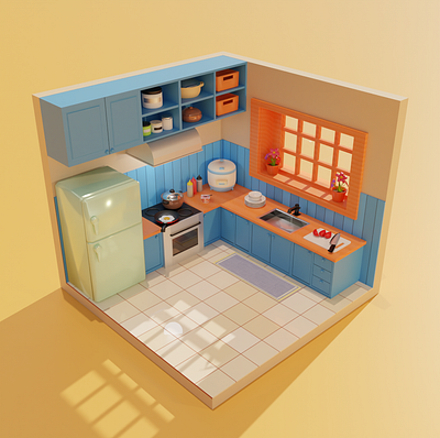 Minimalist Kitchen 3d animation graphic design