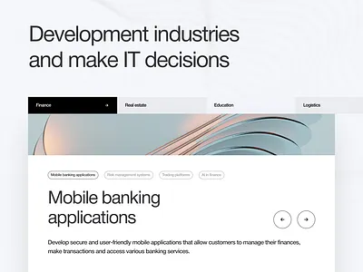 Slider of development directions for an IT company design minimal ui ux web website