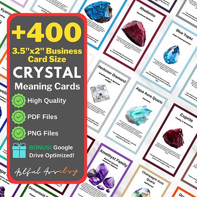 400 Crystal Meaning Cards card cards chakra crystal art crystal meaning cards crystals gemstones graphic design
