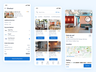 Co-Working Space Booking - Mobile App UI appdesign coworkingspace design graphic design illustration logo mobile app mobileapp mobileappuidesign ui uiux ux website