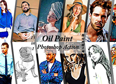 15 Oil Paint Photoshop Action Bundle action bundles hrd oil oil art oil effect