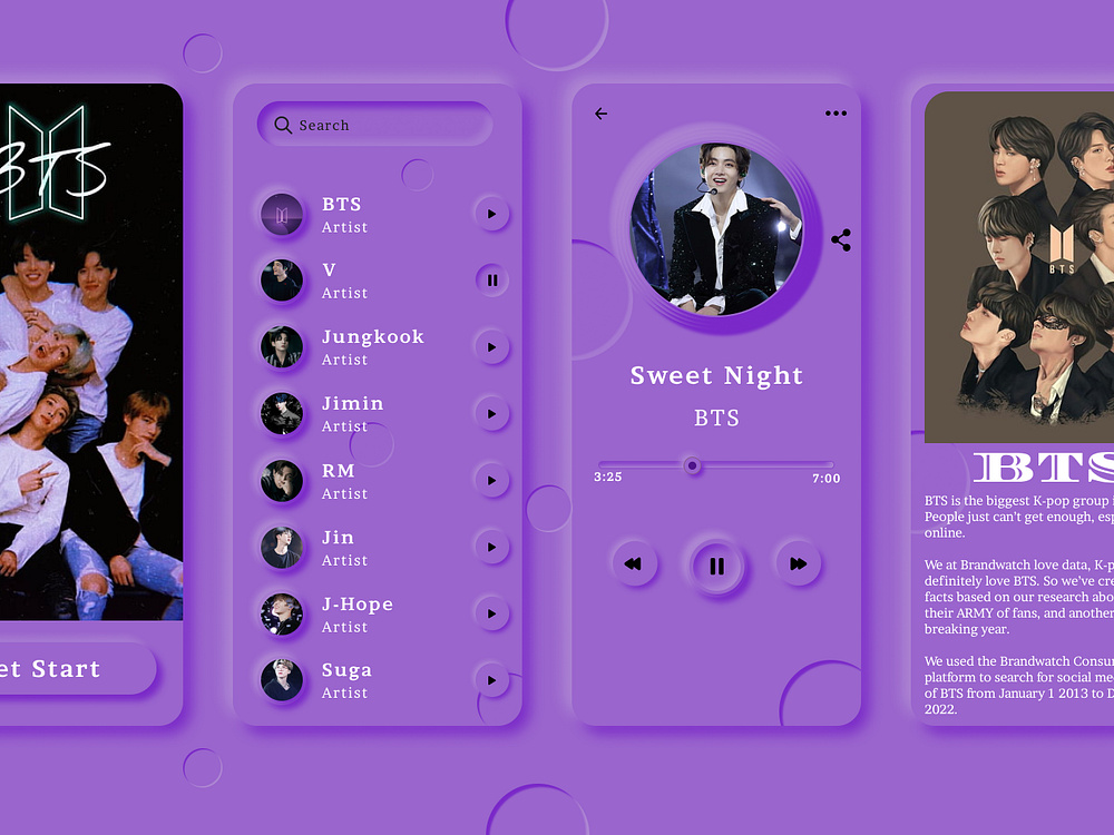 Bts Music Player designs, themes, templates and downloadable graphic