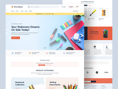 Stationery Website design ecommerce home page landing page office online store product redesign shopping stationery ui uidesign uiux ux web web design web page web ui website