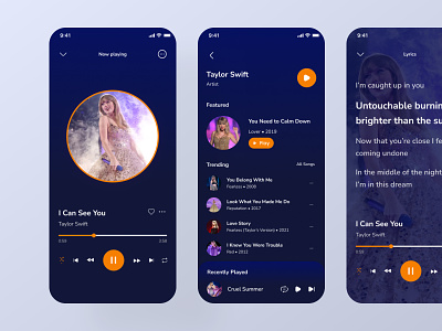 Music Listening App app ui app ux colorful design design mobile app modern music app ui ux ux design
