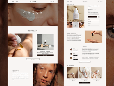 GARNA - SKINCARE WEBSITE DESIGN cosmetics design ecommerce7landingpage figma landingpage marketplace skincare ui webdesign