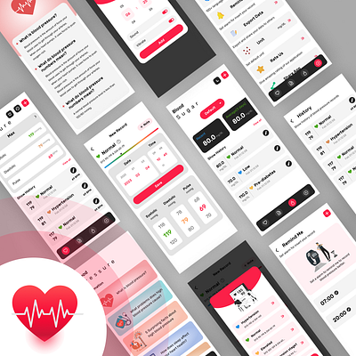 Blood Presure App app blood pressures app design icon illustration logo ui vector