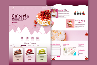 Cakeria - Landing Page cakeshop designinterface landingpage pastel ui useriinterface ux webdesign webinterfcae