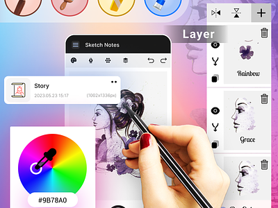 Sketch Notes App 3d app color design graphic design icon illustration logo media sketch typography ui ux vector