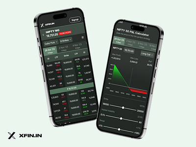 Options Trading App Mockup | XFIN Concept 1 appdesign design fin finance fintech money options trade trading ui ux