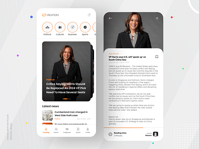 🤟🏻 Reuters News Mobile Application appdesign mobileapp news newsapp newsappui newsui reuters ui uiapp userexperience userinterface webui