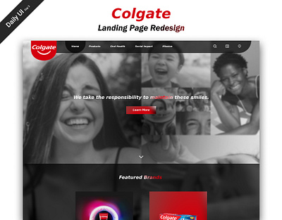 Colgate Landing Page Redesign - Daily UI before and after challenge colgate daily ui daily ui challenge dailyui design landing landing page redesign screen ui web design website website redesign