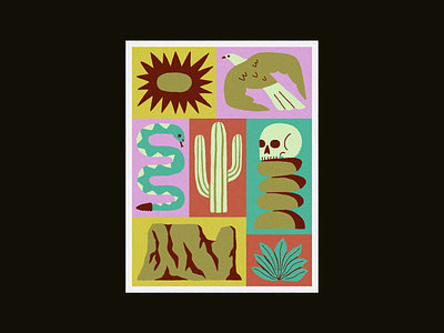 desert doodads art cactus color palette desert design eagle graphic graphic design illustration illustrator poster skull snake sun