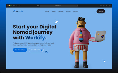 Workify - Find Remote Jobs With Ease clean design hero section landing page minimalist saas ui uiux user interface ux web web design website