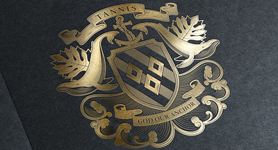 Bespoke Family Crests and Coat of arms anchor branding coat of arms detail emblem etching family crest family heritage heraldry history illustration intricate logo professional ribbon shield vintage waves whales