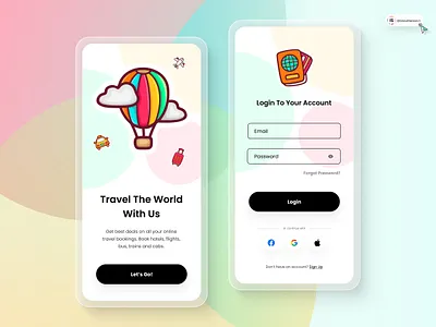 Travel App Login Screen 3d animation art branding digitaldesign flatdesign graphic design illustration innovationsync landing page logo mobile motion graphics nft onboarding product design typography ui vector webdesign