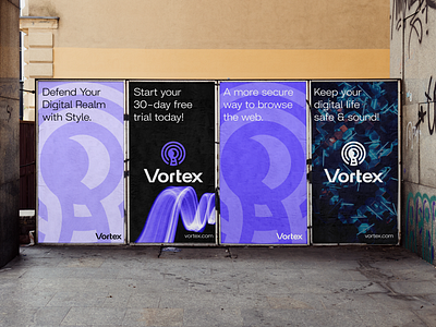 Vortex Brand Application billboard brand identity branding crypto design logo design merch mockup promo trading ui ux vpn