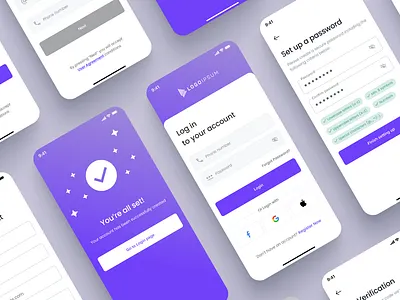 Log In & Sign Up Screens app app interface interface log in login mobile app mobile design registration sign up ui user experience user interface