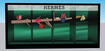 Hermès Retail Window 3D Design 3d branding fashion hermes retail retailwindow design visual merchandise