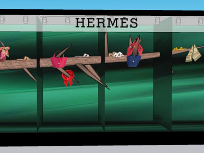 Hermès Retail Window 3D Design 3d branding fashion hermes retail retailwindow design visual merchandise