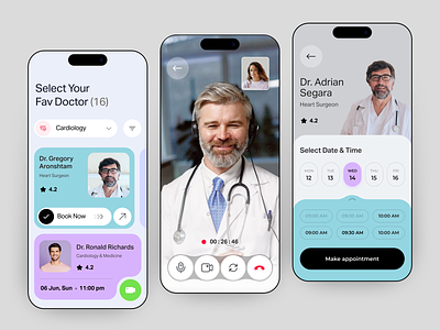 Online Doctor Appointment App 💊📱🌟 application booking app business clean design doctor appointment health healthconnect medical minimalist design mobile app mobile application mobile design modern online consultation product design ui ux video call