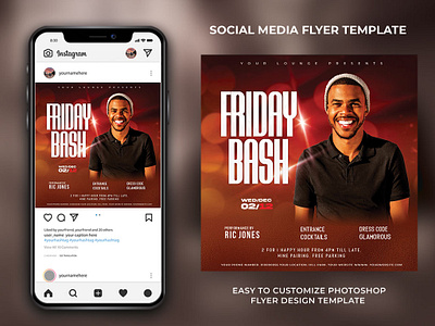 Friday Bash Party Flyer Template branding design flyer flyertemplate freelancedesigner graphic design graphicdesigner illustration postertemplate ui