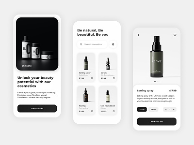 SkinSens - Cosmetic Mobile App 💄 app branding cosmetic cosmetic mobile app cosmetics design graphic design mobile app skin skincare ui uiux ux