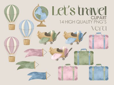 Traveling the world art colors cute design graphic design handmade illustration plane travel vintage