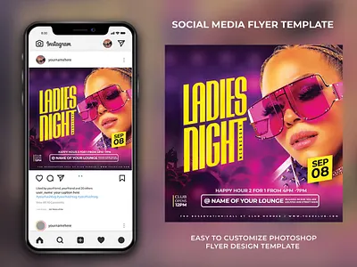 Ladies Night Party Flyer Template branding design flyer flyertemplate freelancedesigner graphic design graphicdesigner illustration postertemplate ui