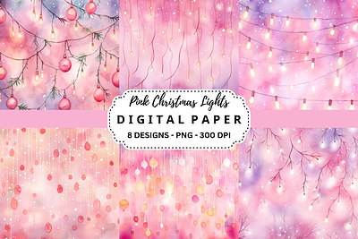 Pink Christmas Lights Background tumbler wrap