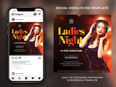 Ladies Night Party Flyer Template branding design flyer flyertemplate freelancedesigner graphic design graphicdesigner illustration ladiesnightflyer postertemplate ui