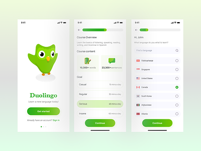 Duolingo Redesign Mobile App Design app app ui design appdesign clean duolongo appdesign ios app ui language learning mobile app mordern reading spoken uidesign uiux uxdesign writting