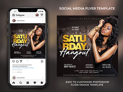 Saturday Hangout Party Flyer Template branding design flyer flyertemplate freelancedesigner graphic design graphicdesigner illustration postertemplate ui