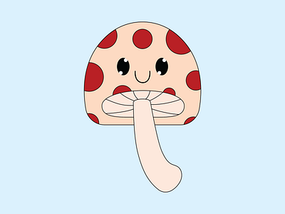 White Mushroom adobe illustrator cheerful chibi cute cute mushroom digital illustration fungi garden happy mushroom happy toadstool illustration kawaii kawaii mushroom nature plant polka dots shroom toadstool vector white mushroom