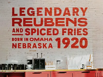 The Committee Mural fast casual fast food fast food mural mural design restaurant restaurant identity restaurant mural reuben sandwich shop shop mural typography typography mural wall mural